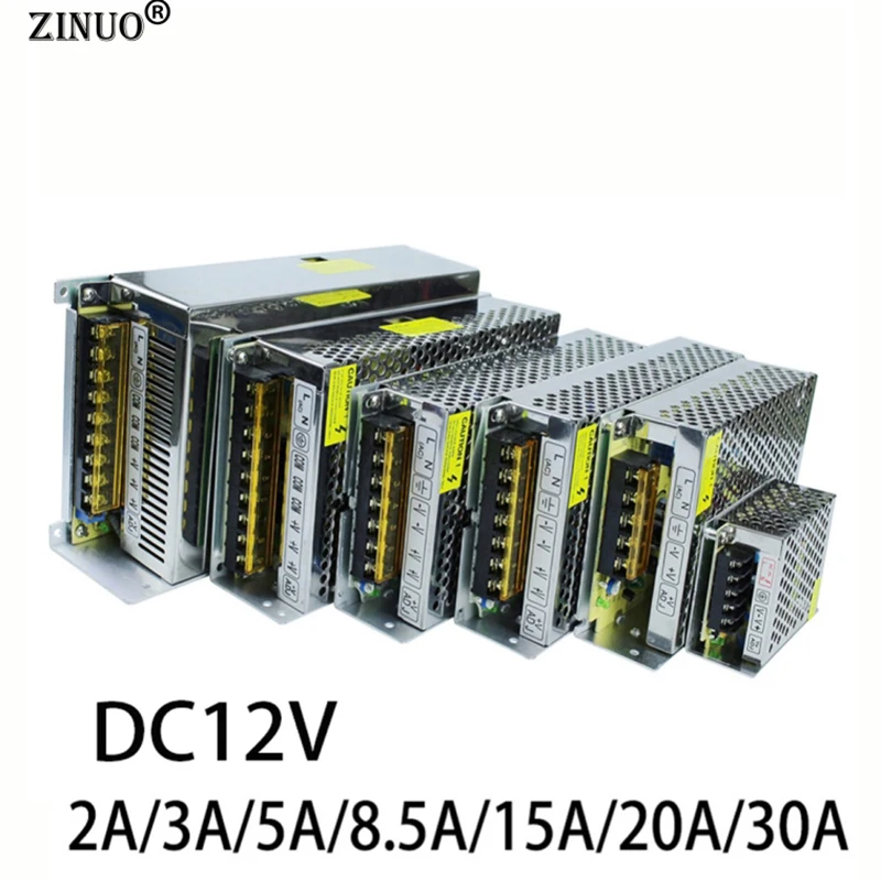 

DC12V 2A 3A 5A 8.5A 15A 20A 30A Power Supply Adapter Switching Transformer AC 110V 220V to DC12V for LED Strip light Display