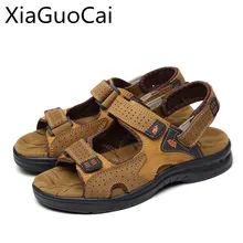 Американская Одежда высшего качества мужские сандалии желтого цвета из натуральной кожи в европейском стиле Стиль мужские сандалии, кожаные сандалии 1376 35