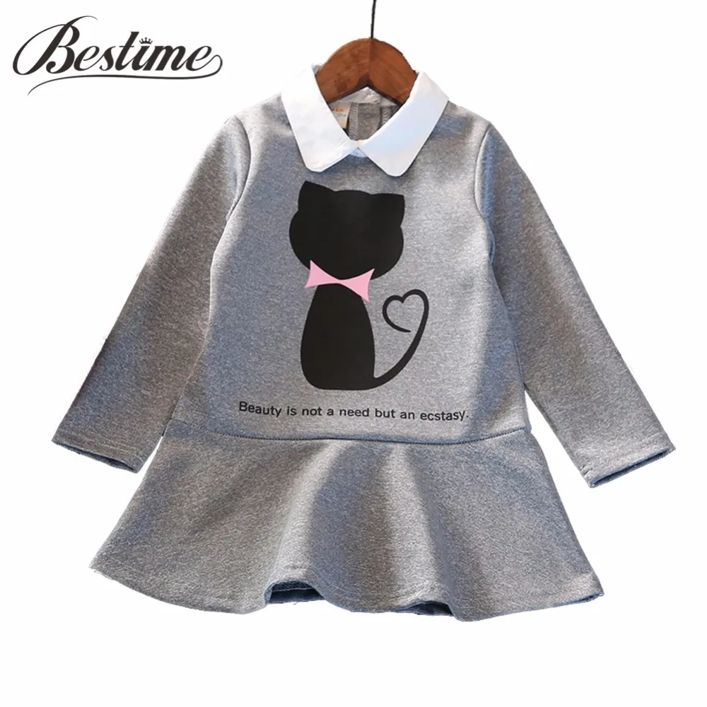 New Autumn Kids Dresses for Girls Cotton Long Sleeve Girl Dress Cartoon