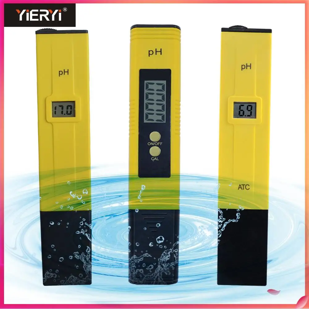 Yieryi مقياس درجة الحموضة سلسلة بروتابلي LCD الرقمية مقياس درجة الحموضة القلم من اختبار حوض بركة المياه النبيذ البول مع التجزئة مربع/مقابل حقيبة