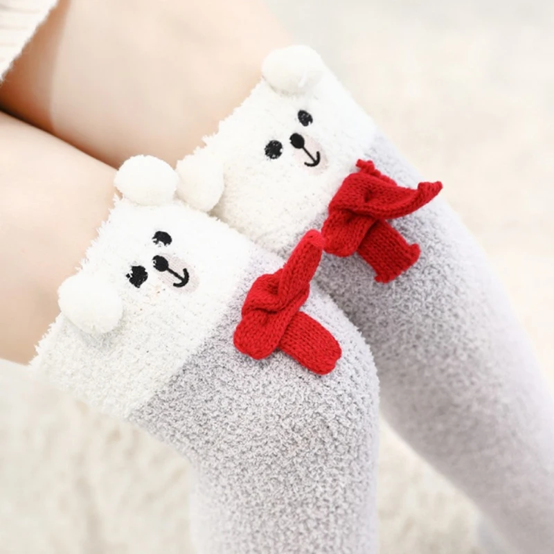 

Sale 2018 New Japanese Girl Animal printed Knee Socks girls Striped Cute Kawaii Long Thigh High Socks Winter women Warm Sock