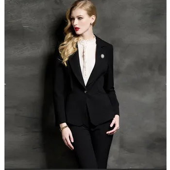 

Slim formal lady office clothing office uniform design lady night business pants suit jacket blazer