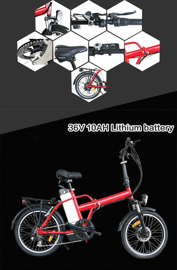 Discount 20 inch Electric Bicycle Folding Ebike 36V 250W Rear hub Motor Wheel with 36v 10ah Lithium Battery LED Controller E-bike 1