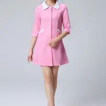 Короткий рукав/рукава три четверти униформа медсестры розовый Для женщин Спецодежда медицинская форма Женские Элегантные лаборатории пальто