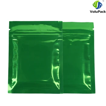 

New product 7.5x10cm (3x4in) 100PCS/Lot Double-Sided mylar foil Green zip lock packing bag heat seal flat pouch