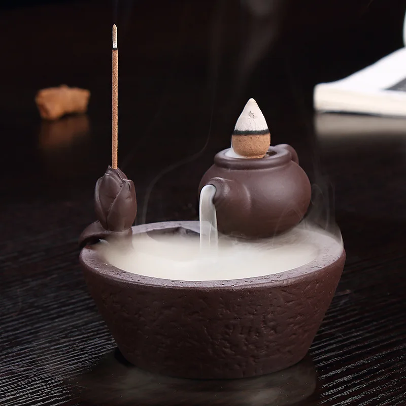 Purple Clay Home Decor Handmade Little Backflow Incense Burner ceramics