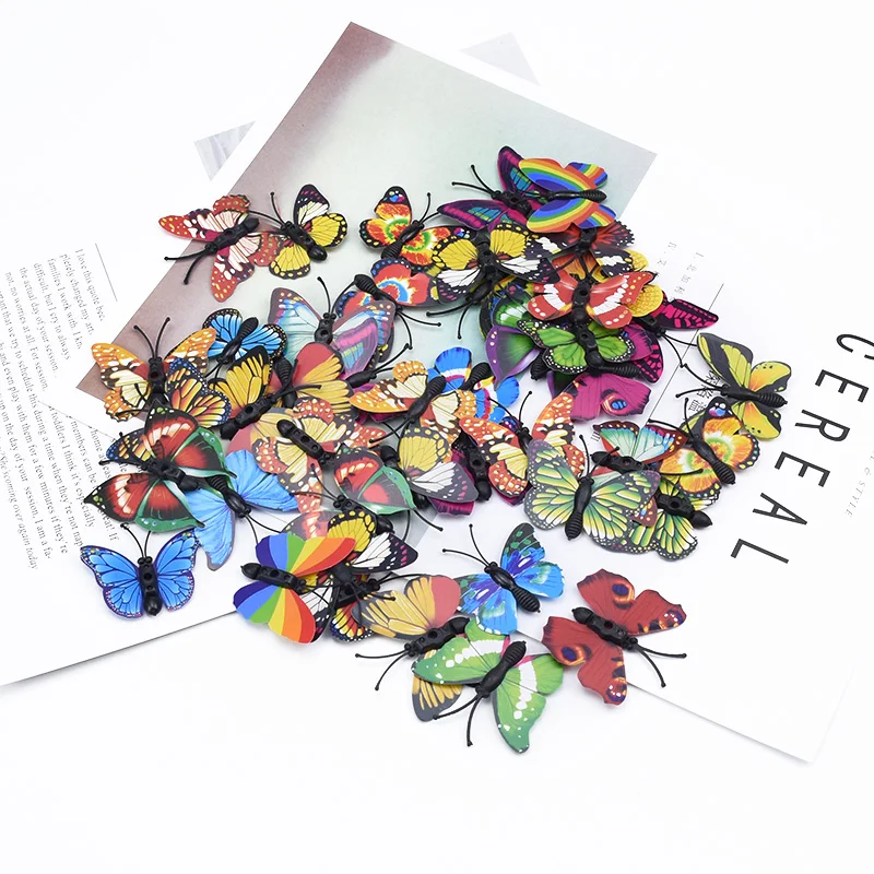 3D Plastic Butterfly Decorative Flowers Artificial Flowers 20pcs