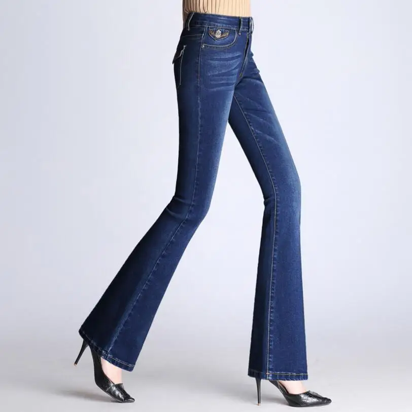 2018 Flare Jeans Women's High Waist Boot Cut Jeans Fashion Autumn Denim