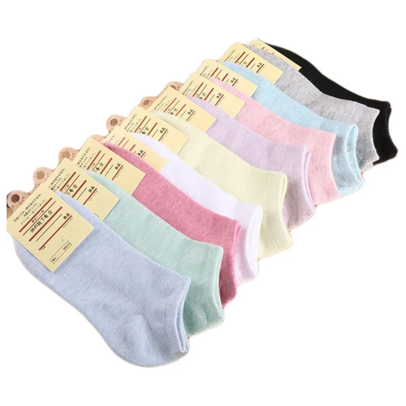 10 Pairs Free Shipping Women Socks Casual Cute Cotton Candy Color Ankle