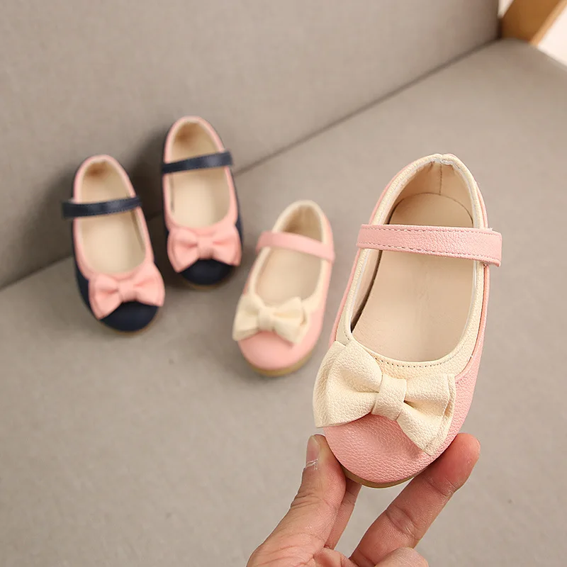 

2019 New bowknot princess shoes 1 to 5 year old fashion baby girls casual shoes non-slip soft newborn walking shoes high quality