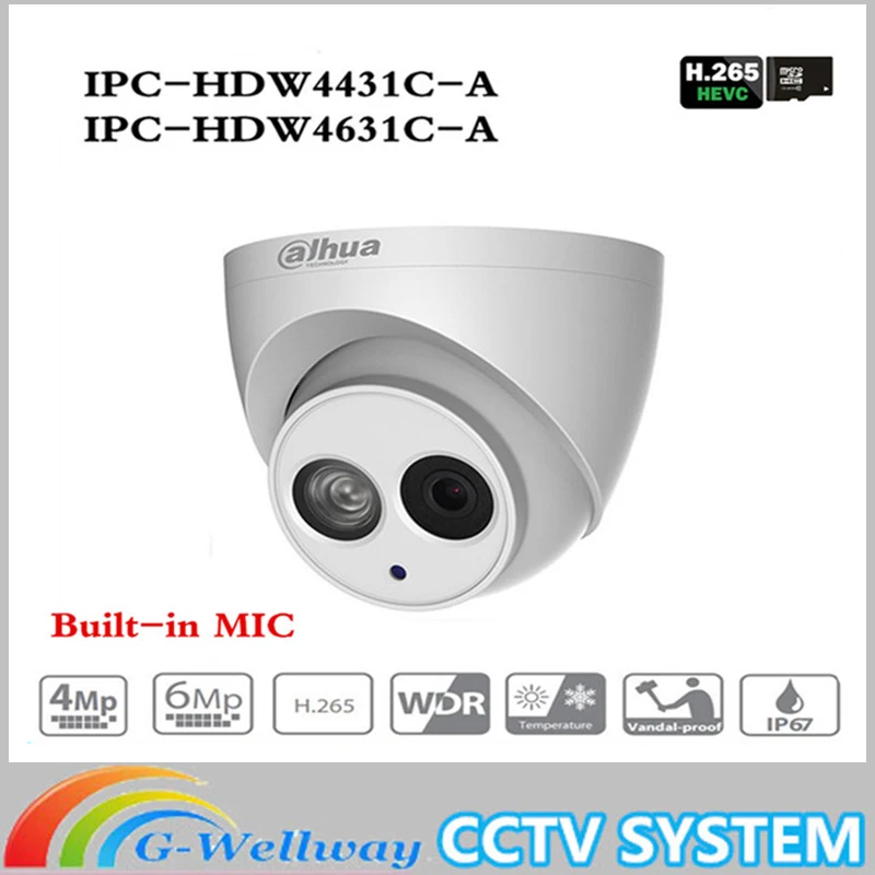 

CCTV POE IP Camera IPC-HDW4433C-A IPC-HDW4631C-A POE 4MP 6MP Network IP Camera Built-in MIC 30M IR Night Vision WDR Onvif 2.4