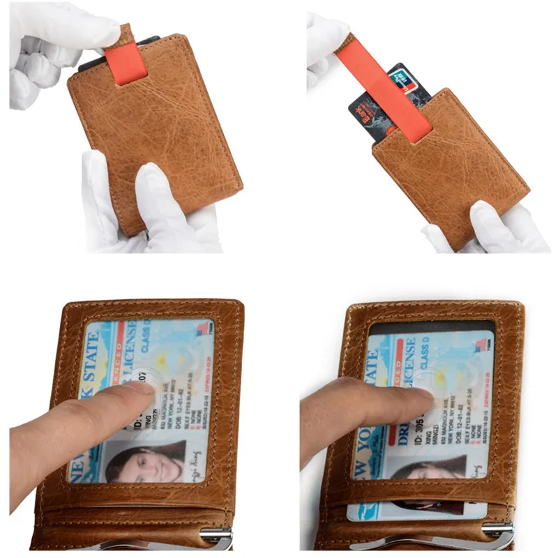 JEEP BULUO Genuine Leather Wallet Card Case Bags Super Thin Natural Cow Leather