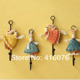 

Free Shipping! 4pcs/lot Lovely Rabbit Resin Coat Hook Iron Hook Rural Style Resin Deocation Home Decoration W1025