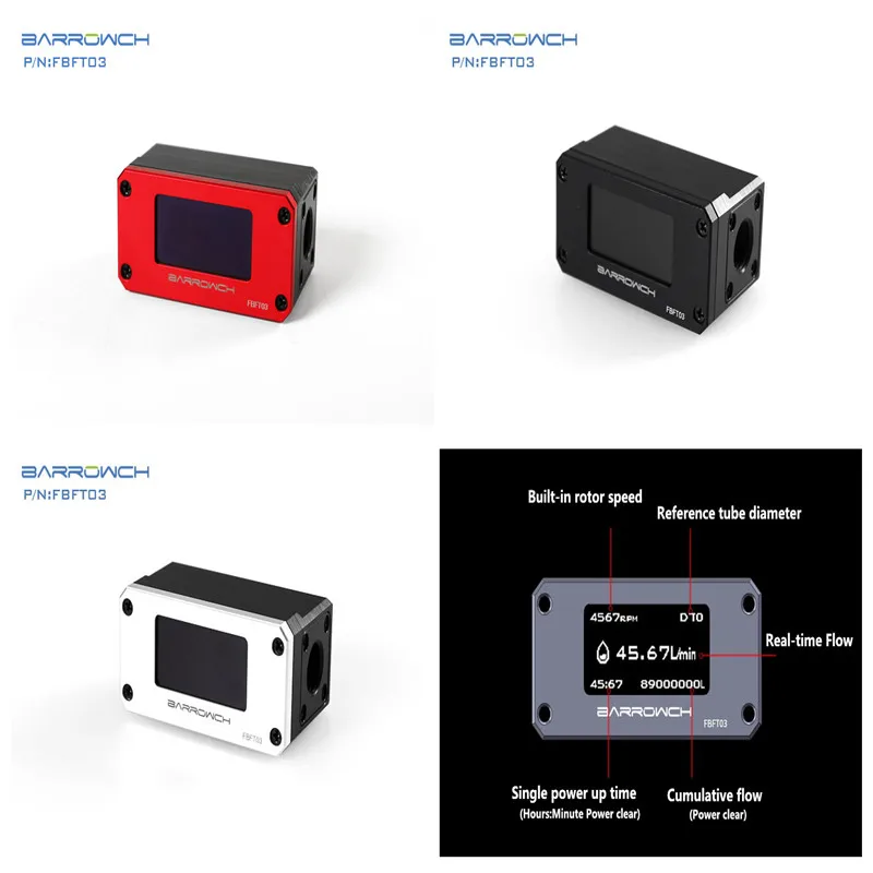 Barrowch Digital water cooled OLED flow meter for PC water cooling 4
