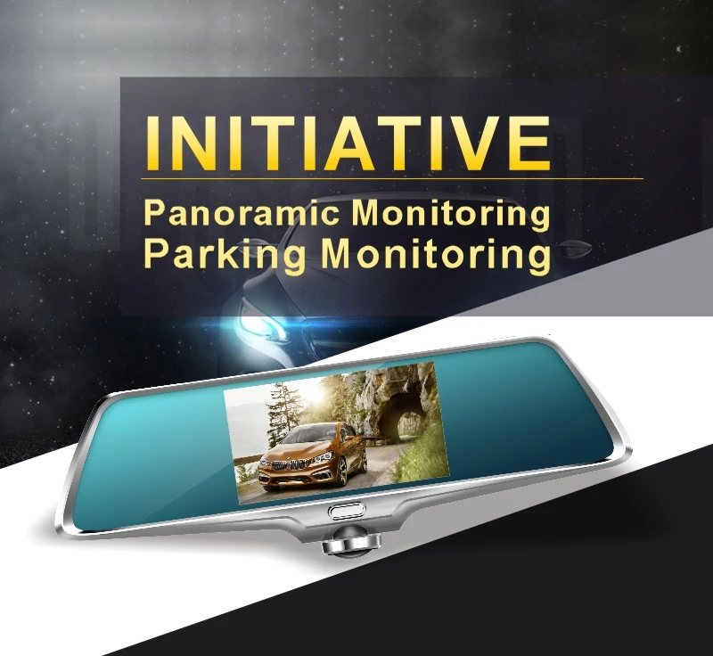 panoramic monitoring system car dvr rearview mirror camera dashcam recorder2