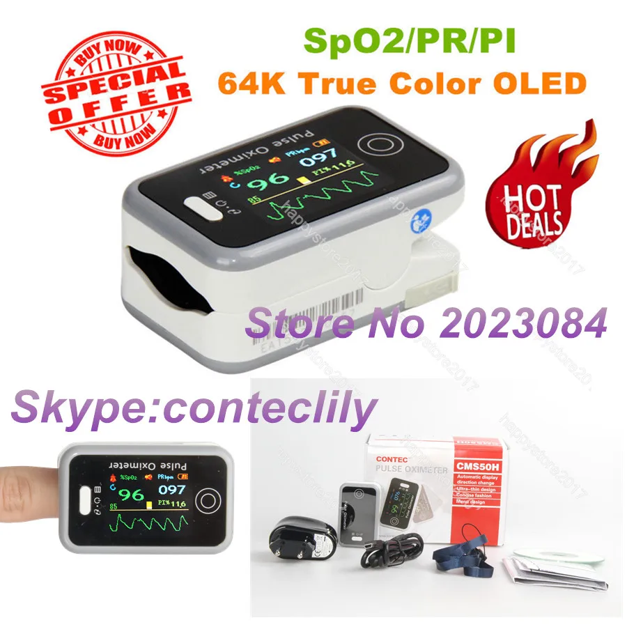 

CONTEC CMS50H Finger Pulse Oximeter Sleep Study SpO2 PR PI Blood Oxygen Monitor