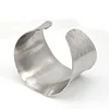 Engraving Wave Pattern Silver Color Wide Bracelet Cuff Bangle Stainless Steel Women Grils Fashion Jewelry 1PCS 3