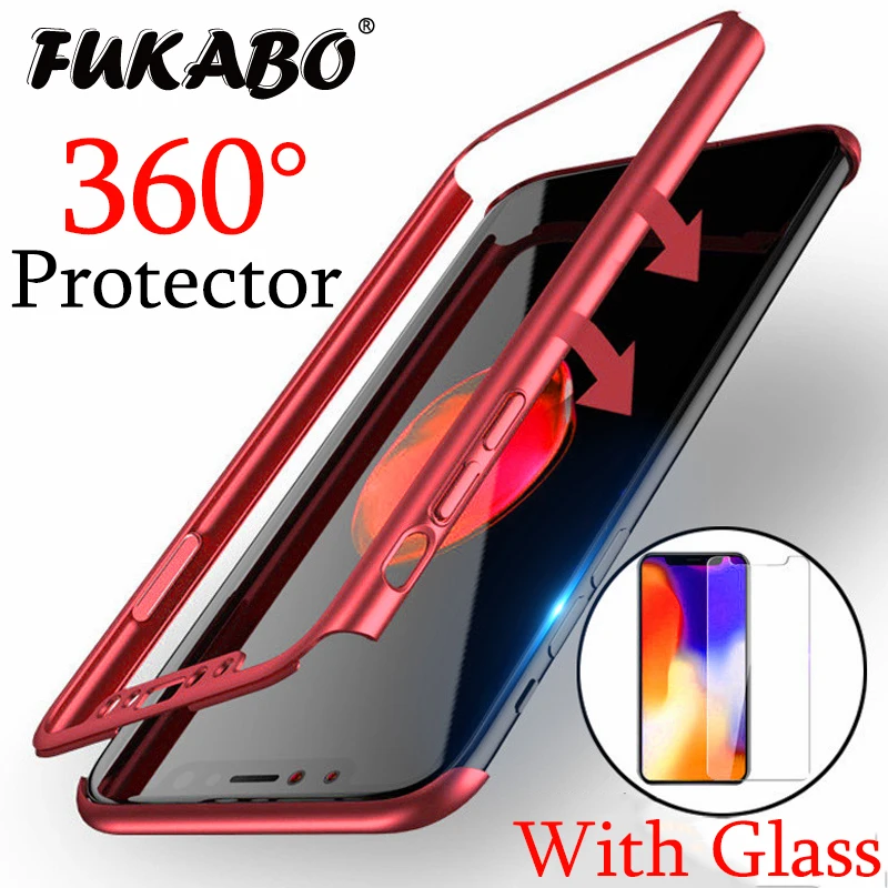 

360 Protective Phone Case For iPhone 7 8 6 Plus Case Full Cover For iPhone X XR XS Max Protector Cases 6 6s 7 8 Plus With Glass