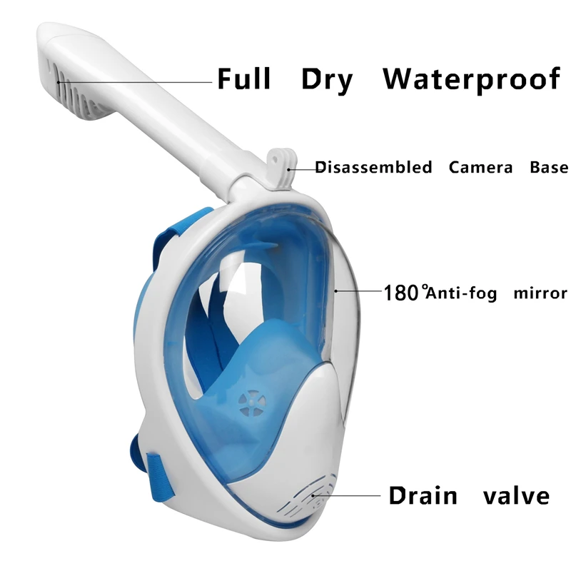Зеркальная поверхность дышащий Маска Для Сноркелинга подводный анти туман полное лицо Подводное плавание дайвинг маска с