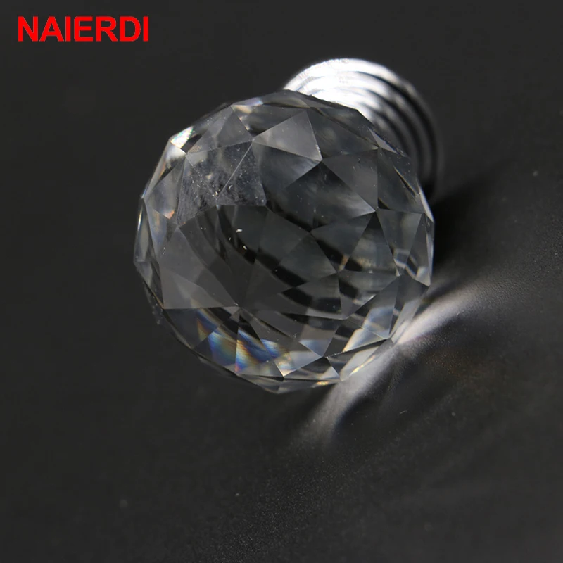 20-30mm Crystal Handle Clear Glass Knobs Cupboard Drawer Pulls Kitchen Cabinet Wardrobe Handles Furniture Door Hardware furniture handles