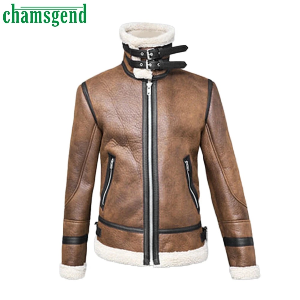 Chamsgend, зимняя кожаная куртка, модные мужские пальто, высокое качество, искусственная кожа, верхняя одежда, искусственный мех, на молнии, пальто мужской пиджак, шерсть, теплая#40