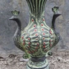 Коллекционные товары китайское изделие из бронзы ручной работы резьба двойные вазы для птиц