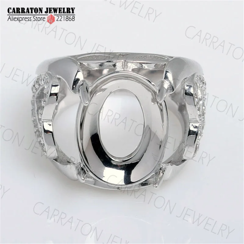 RSHC3006 Genuine 925 Sterling Silver High Quality Big Men's Ring Without Main Stone Ready for Main Stone