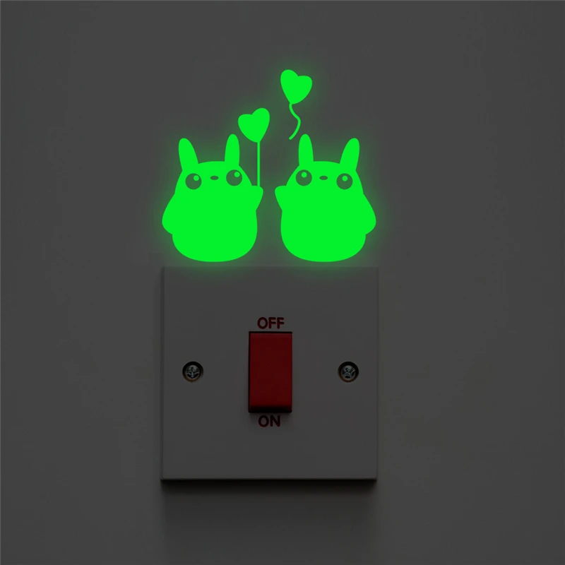 Cartoon Totoro Sweetheart Palloncino Interruttore Stickers Per Bambini Camere Glow In The Dark Decorazioni Per La Casa Della Parete Fluorescente Decal