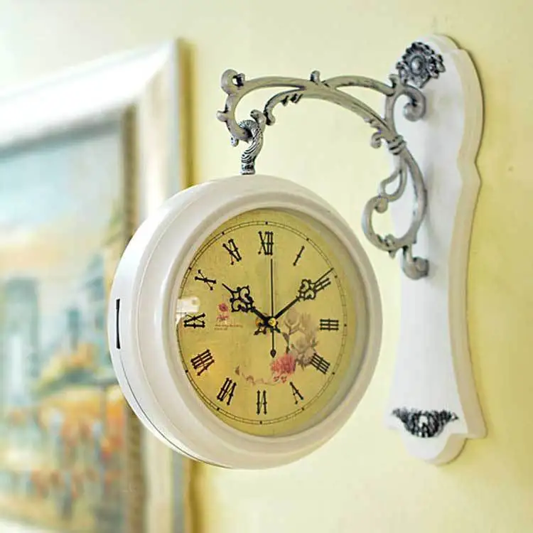 Уникальный подарок ретро домашний декоративный поворачиваемый античный двойной двусторонний настенные часы в винтажном стиле на стене