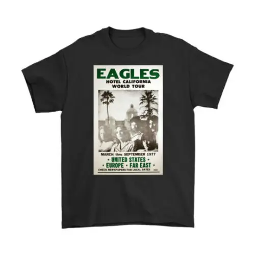 

Rare Black Hotel California TShirt Short Sleeve Size M-2XL Eagles Tour