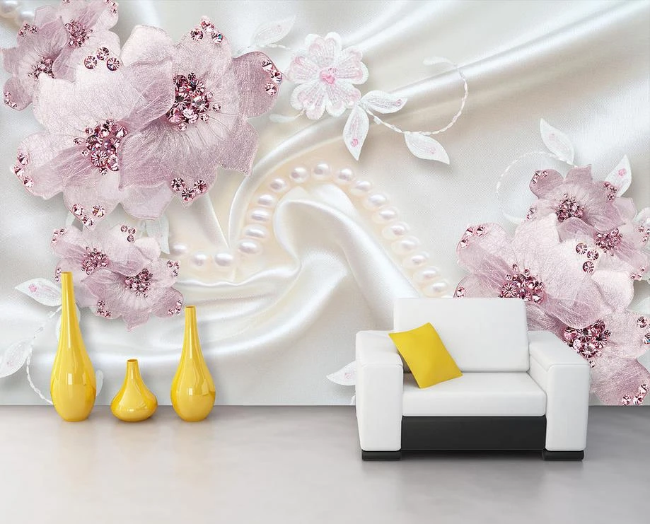 ヨーロピ高級の壁紙ホームデコレーション写真壁紙ピンクの花壁壁画用ソフトテレビの背景壁紙 Luxury Wallpaper Wallpaper For Wallsflower Wall Mural Aliexpress