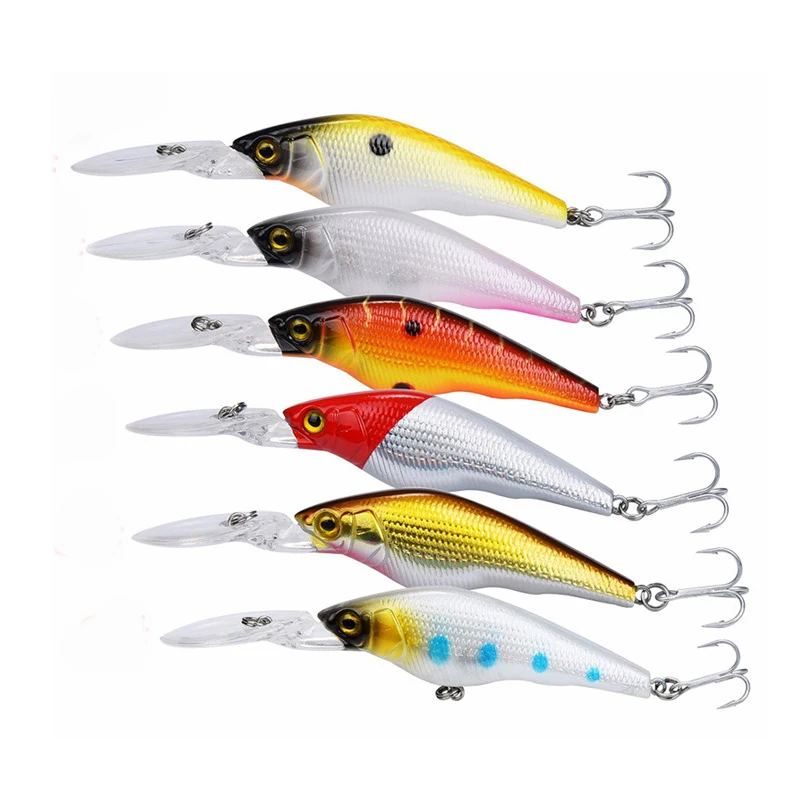 

Anzhenji 6pcs/Lot Fishing Lures Set Mixed 6 Models Minnows Bait Fishing Tackle Peche