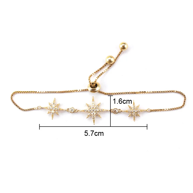 WEIMANJINGDIAN Starburst Zircon Jewelry Cubic Zirconia CZ Crystal Fashion Adjustable Bracelets for Women or Wedding