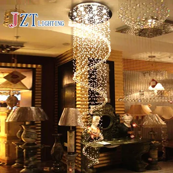

Best price Duplex Stairs K9 Crystal Chandelier Single Spiral Crystal Lamp Villa Chandelier Lustres de cristal lustres Lighting