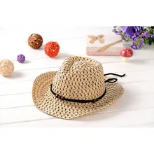 Жаркое лето Fedora дети ребенок Обувь для девочек Обувь для мальчиков соломы Джаз ковбой Бусины Кепки пирсинг шляпа 5 шт./лот
