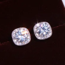 Фирменный дизайн, серьги для свадьбы, ювелирное изделие, 925 пробы, серебряные серьги-гвоздики, блестящие циркониевые Кристальные серьги-гвоздики для девочек