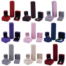 Классические бархатные коробочки для украшений, набор колец, серьги, подвесной браслет, ожерелье коробки для хранения подарков, 40 компл./лот