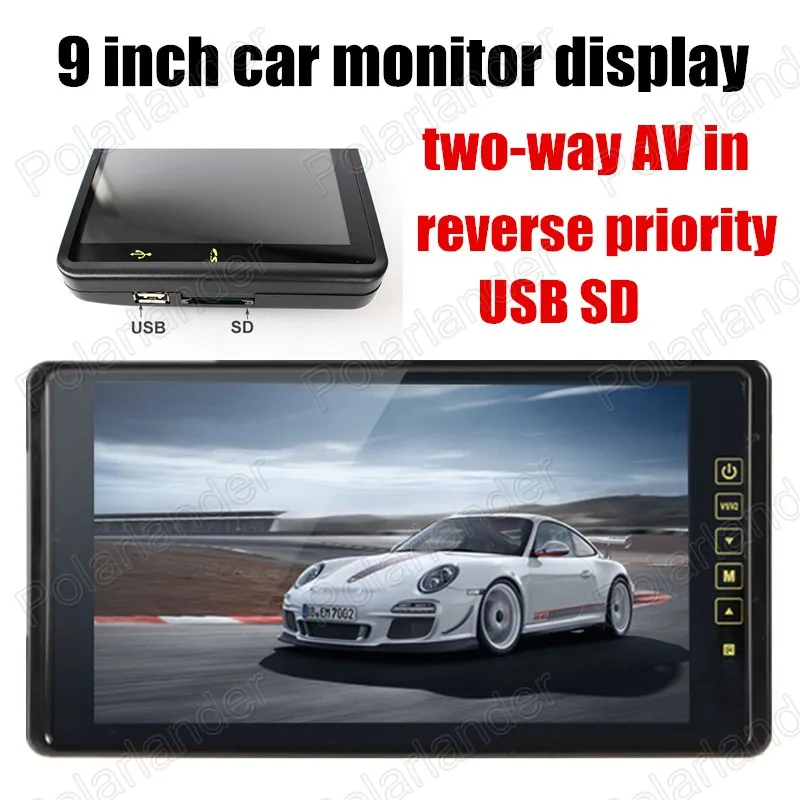 New 9 inch color TFT LCD screen Car Monitor SD USB Wholesale for rear