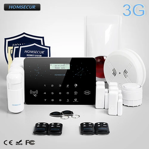 

HOMSECUR Wireless 3G/WCDMA RFID Burglar Intruder Alarm System+Red Flash Siren LC03-3G