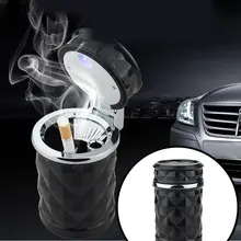 Черная и белая пепельница для автомобиля безопасная огнестойкая пепельница со стразами светодиодный индикатор универсальная пепельница для сигарет
