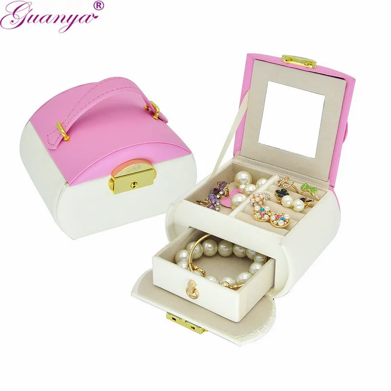 

Guanya Jewelry Holder Leather Jewelry Storage Jewelry Organizer Display Rangement Bijoux Gift Beauty Jewelry Box