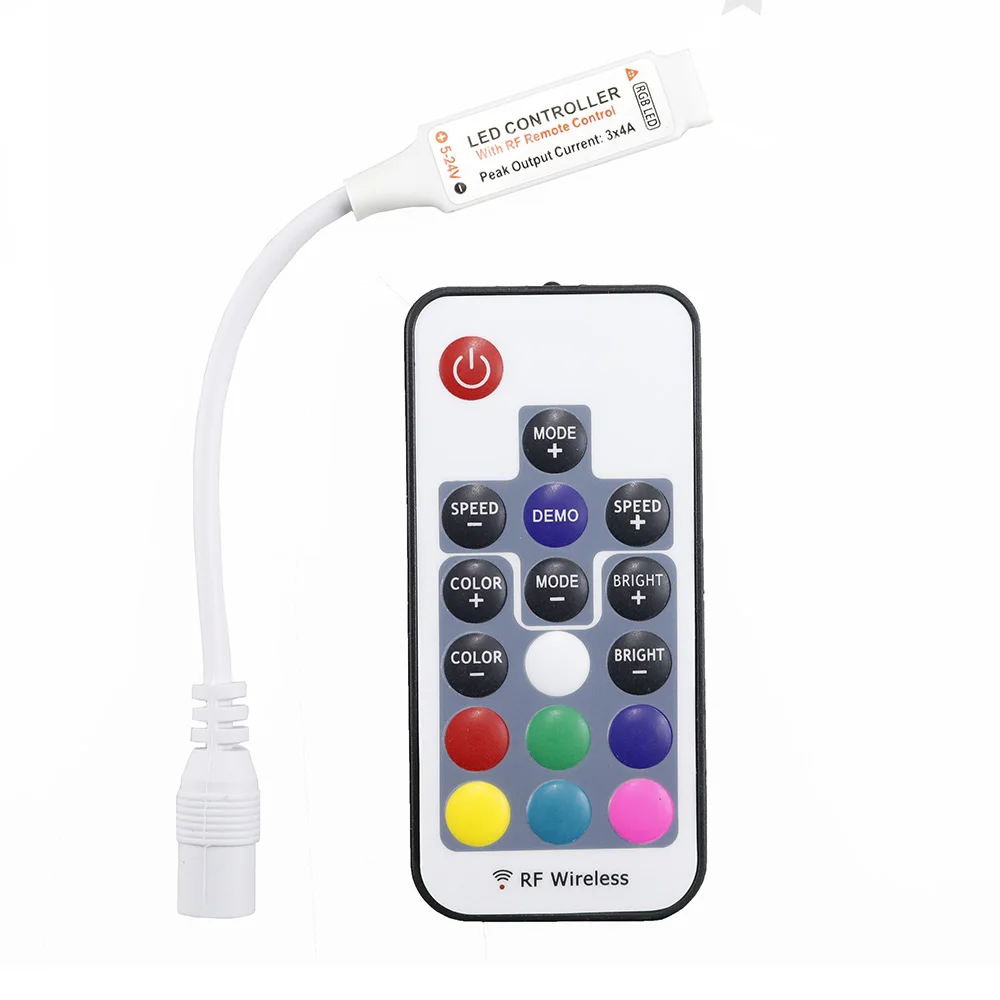 Mini Led Rgb Remote Controller Dc5 24v 17key Rf Wireless Controller With 4pin Female Dc For 5050 12a Rgb Led Strip Tape Lighting Led Rgb Remote Control Rgb Remote Controllerrf Wireless Aliexpress Led Remote Control