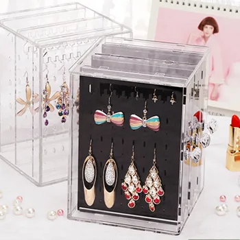 

Simple Design Transparent Women Jewelry Display Shelf Practical Desktop Earrings Holder Storage Rack Display