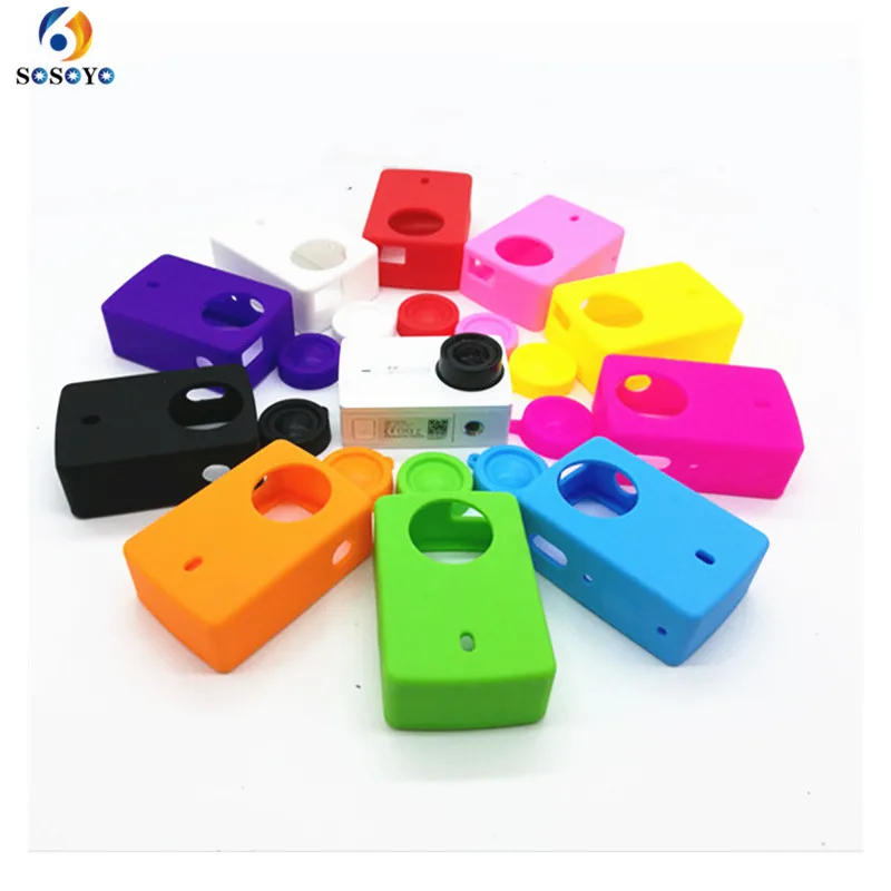 Koop Beschermende Cover Case Silicon Soft Protector Shell Skin met Lens Cap Voor Xiaomi Yi 4 k XiaoYi 2 II Xiomi 4 k Camera Accessoires