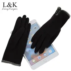LongKeepr 2019 элегантные женские замшевые перчатки экран зима теплый бант мягкие наручные перчатки митенки на открытом воздухе Полный палец