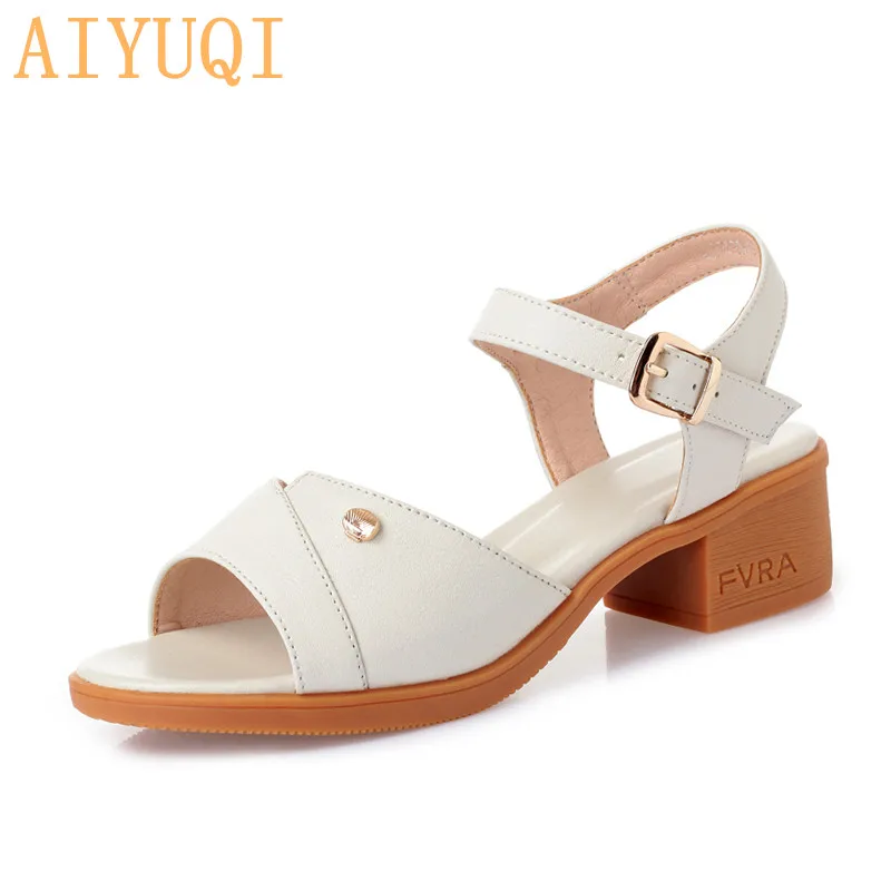 

AIYUQI Sandals summer women 2019 new women's sandals genuine leather large size 41 42 43 women's brand shoes sandals for female