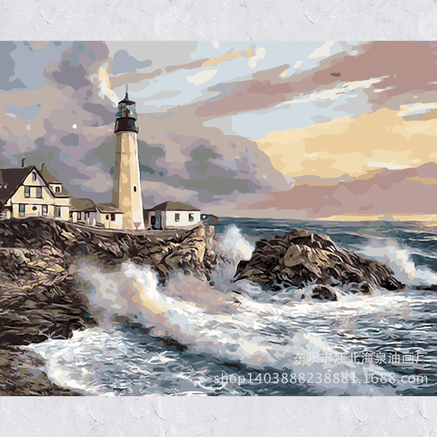 

Cheap 2016 Frameless&Framed picture on wall DIY Digital Oil painting on canvas Coloring by numbers 4050 seascape Home decor art