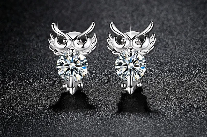 Fashion Owl Animal Earrings Brincos Vintage Silver Color Crystal Jewelry Cute Statement Stud Earrings Women Girls oorbellen E234 (9)