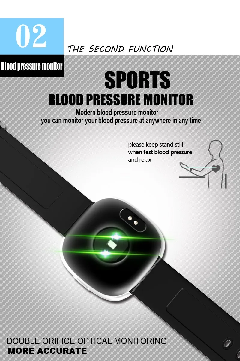 Heart Rate Monitor Smart Watches Android IP67 Waterproof Blood Pressure Tracker Wearable Devices Calories Fitness Tracker Watch  (10)