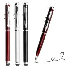 500 шт./лот емкостный стилус 4 в 1 лазерная указка ручка светодиодный фонарик сенсорный экран шариковые ручки для samsung note 3 4 iPhone 5S 6